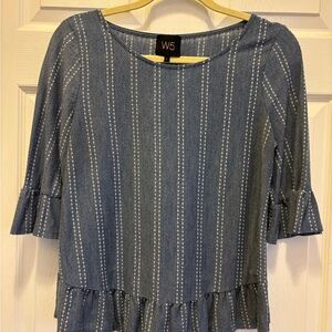 W5 Denim Blue Striped Blouse